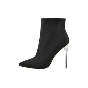 Stiletto Clear Heel Classic Ankle High Boots 🖤